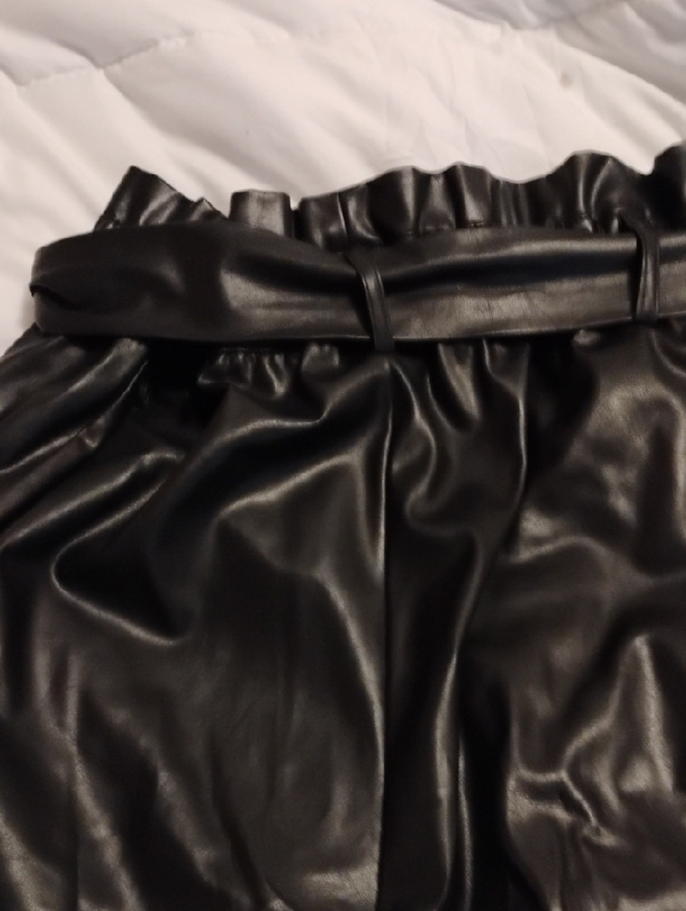 Time and Tru Black Faux Leather Paperbag Tie Mini Skirt - Picture 7 of 10